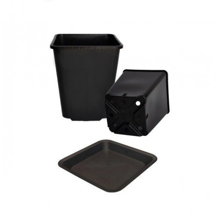 Square production pot high 11L + saucer